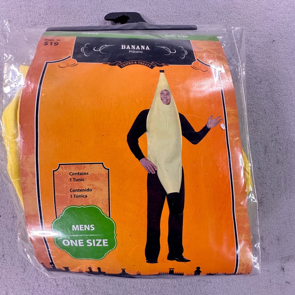 Halloween Banana Costume Mens One Size Yellow Tunic Tricks & Treats 301-WMD